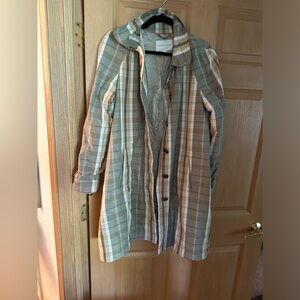 Vintage Banana republic plaid knee length trench raincoat